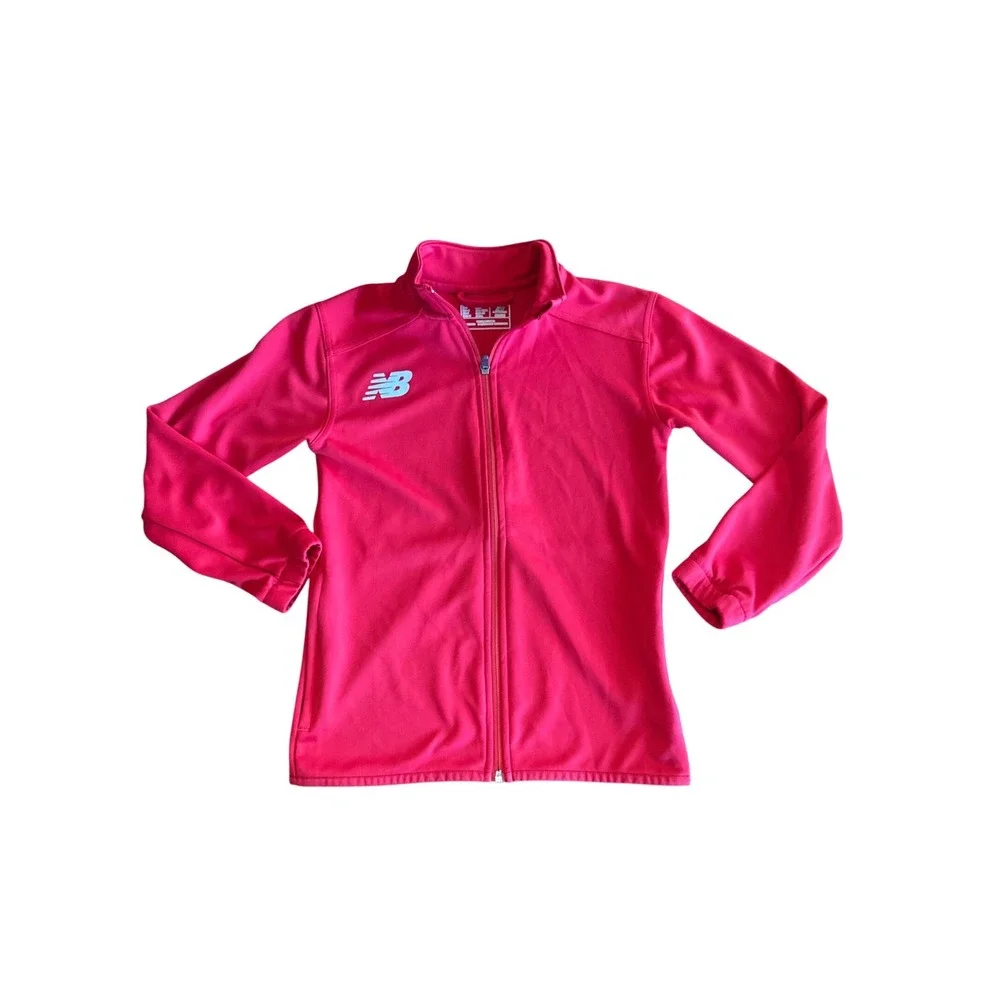 Boys New Balance Track Jacket Full Zip Red Athletic Sportswear Zipper Pockets